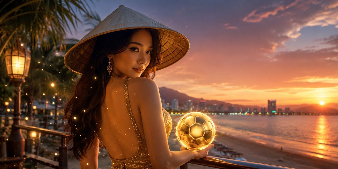 Người phụ nữ mặc nón lá tại Sài Gòn thư giãn bên cạnh màn hình theo dõi cá cược thể thao trực tuyến