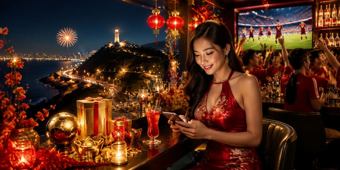 Lễ hội Tết tại Vũng Tàu với người chơi sử dụng điện thoại để theo dõi giải thưởng casino trực tuyến